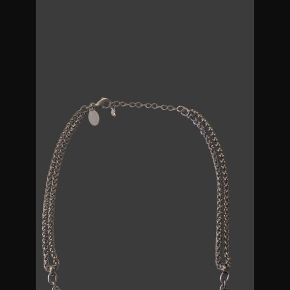 Vintage White House Black Market Clear Crystal Black Enamel Silver 20" Necklace - Picture 12 of 13